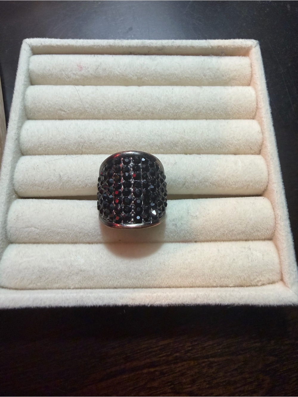 Black Pave Dome Statement Ring - Women Jewelry